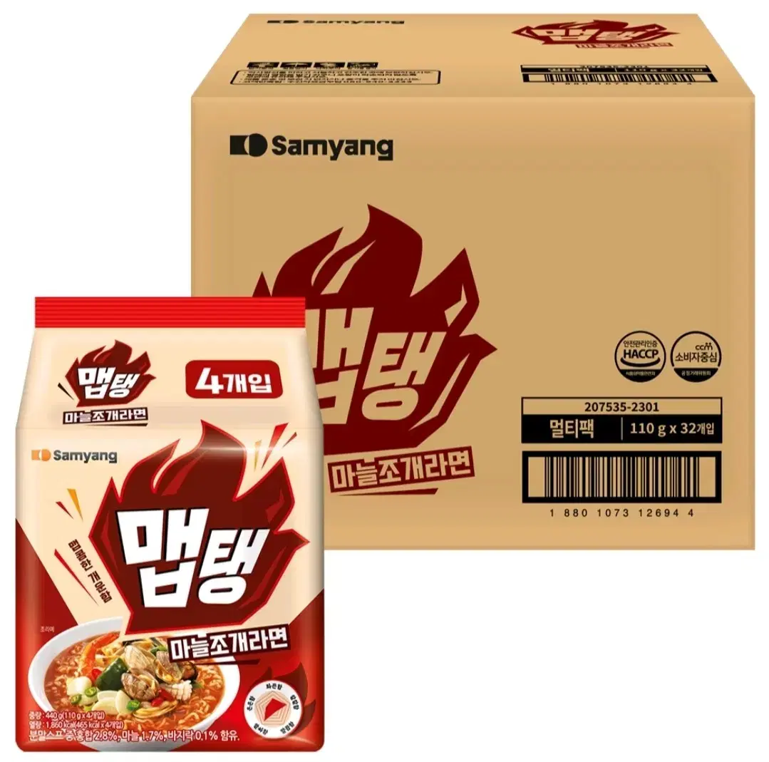 맵탱 마늘조개라면 110g 32개 (4개 8팩)